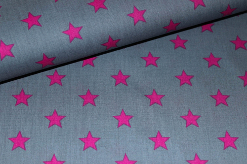 Baumwolle Sterne grau-pink (10 cm)